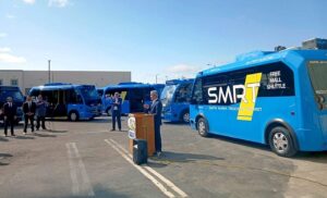 Karsan e-JEST minibüsleri Santa Maria Santa Maria mikrotransit projesi elektrikli ulaşım Karsan elektrikli minibüs teslimatı Kaliforniya KARSN